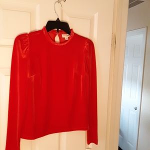 Red velvet blouse
